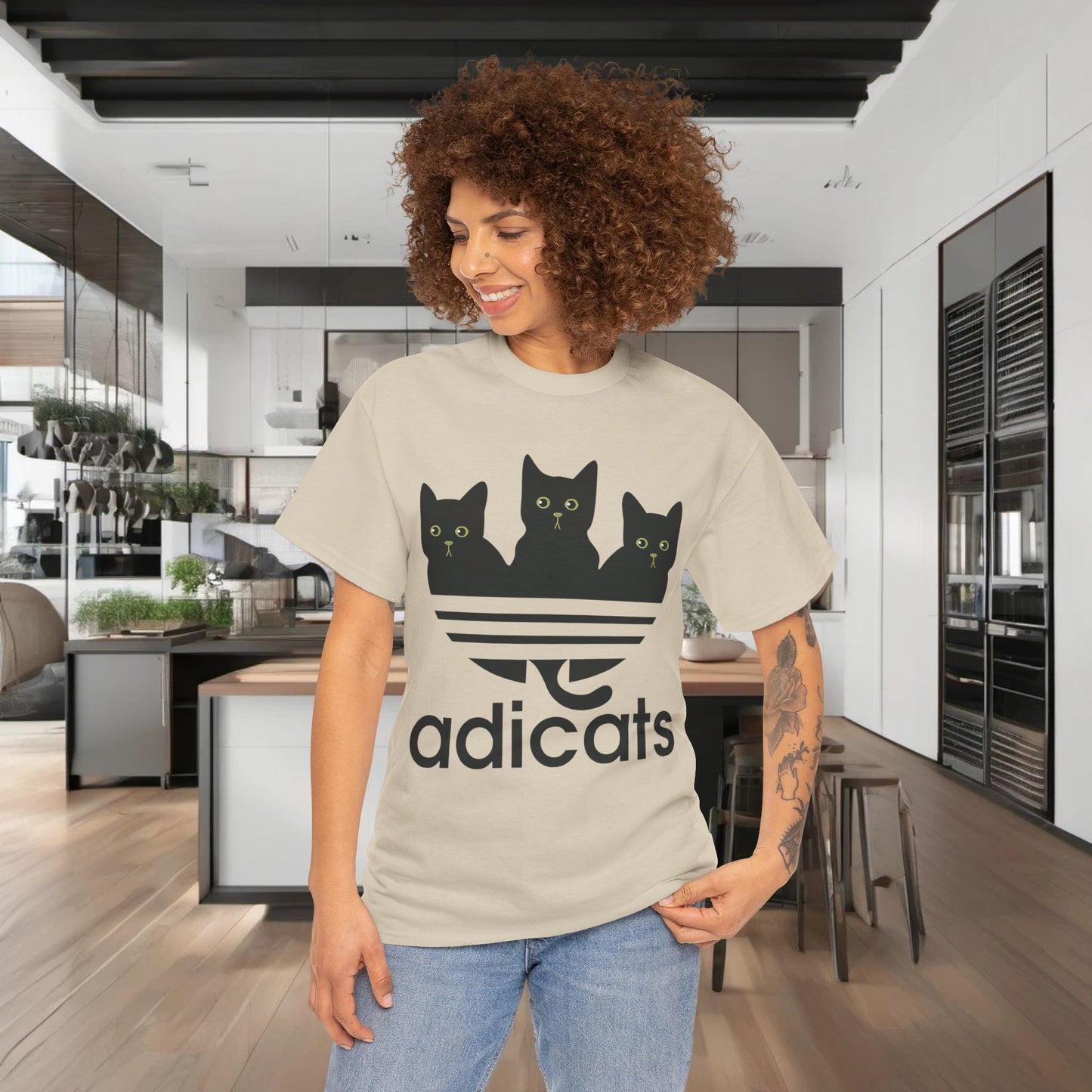 Adicats Logo Graphic T-Shirt Urban Streetwear Unisex Cotton