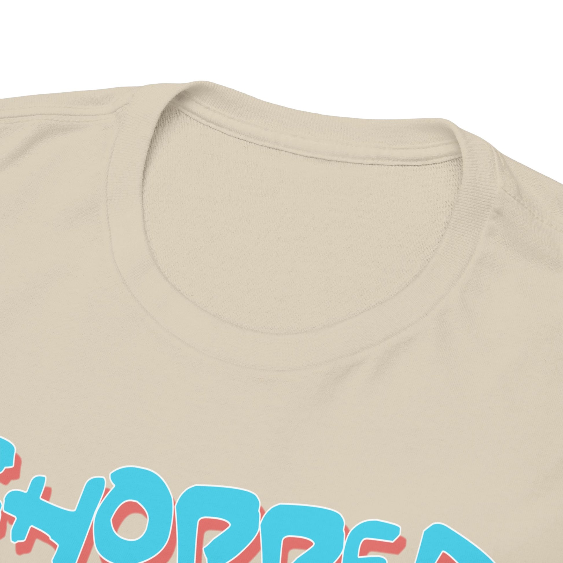 Close-up of the neckline of a premium t-shirt showcasing elegant design and soft fabric, ideal for anime fashion lovers.