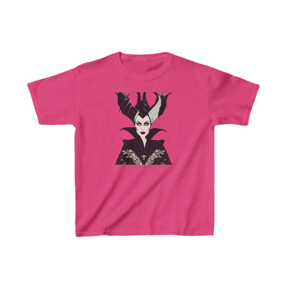 Maleficent Kids Tee in vibrant pink, featuring an artistic graphic of Maleficent, perfect for stylish young fans of Disney's enchanting villains.