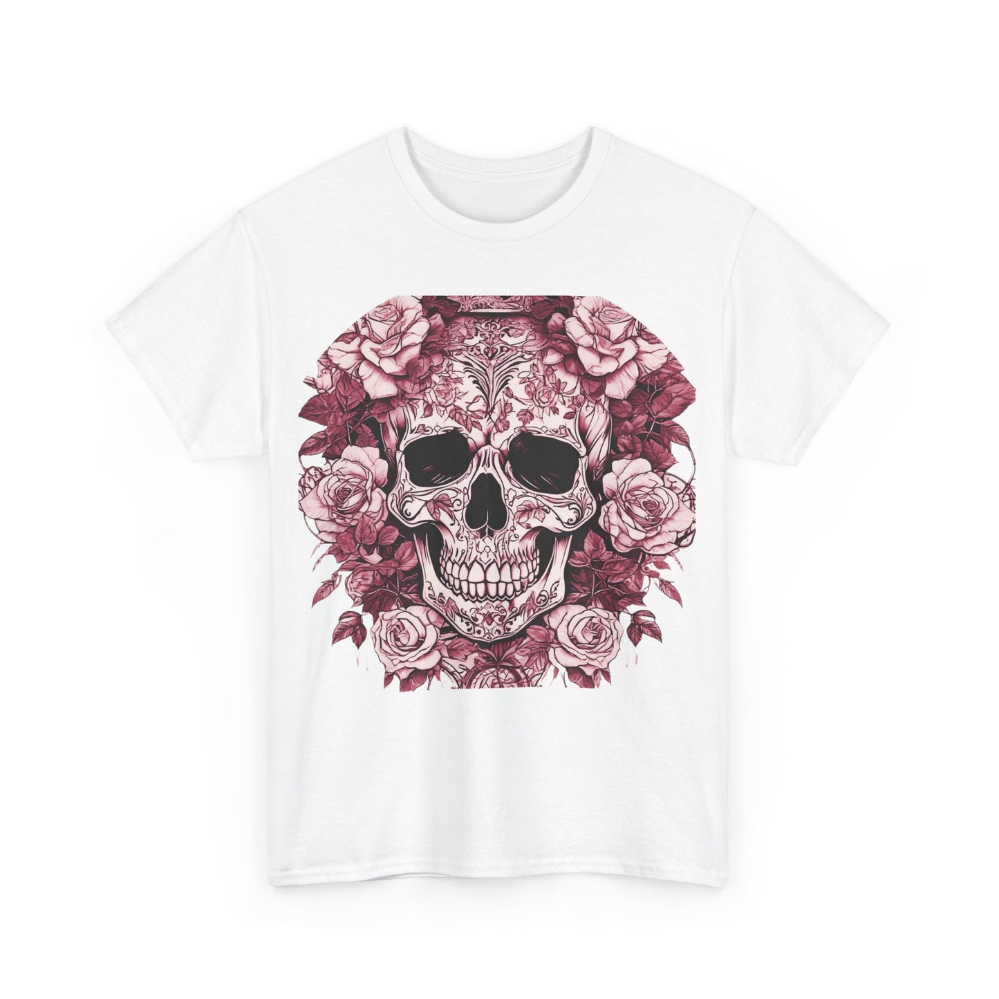 Skulls and Roses Cotton Tee, Unisex Graphic Shirt, 7 color choice