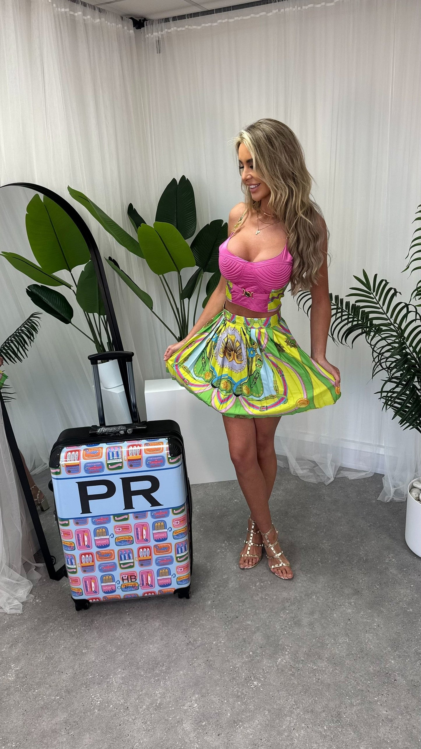 Stunning bralette crop top from Love You Always 2-Piece Set, showcasing vibrant colours inspired by Dolce & Gabbana and Versace.