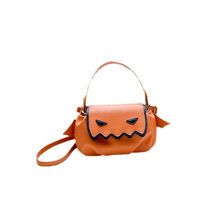 Versatile PU Crossbody Bags for Women - Trendy Orange & Black Halloween Style, featuring the elegant orange bag, displayed against a plain background.