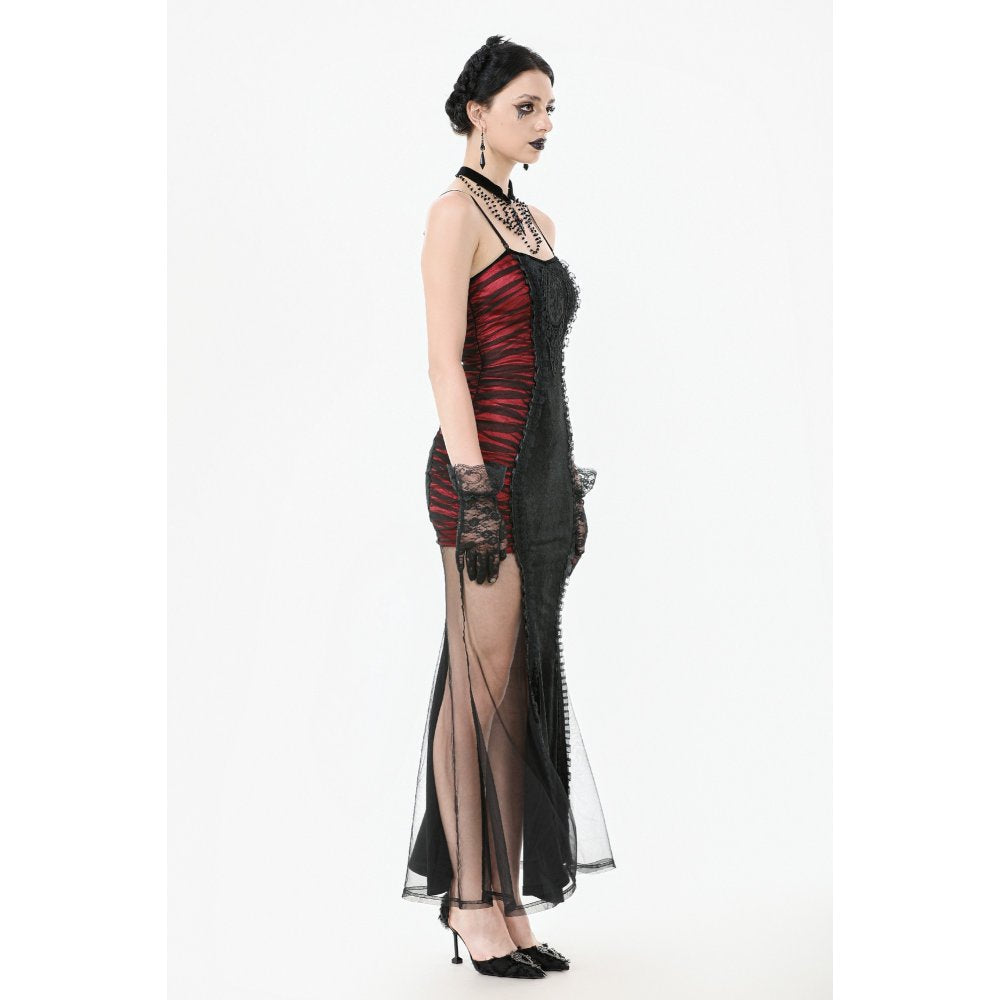 Model wearing the exquisite Dark in Love Lilith Gothic gown, featuring a stunning hourglass fit and adjustable straps for a perfect silhouette.