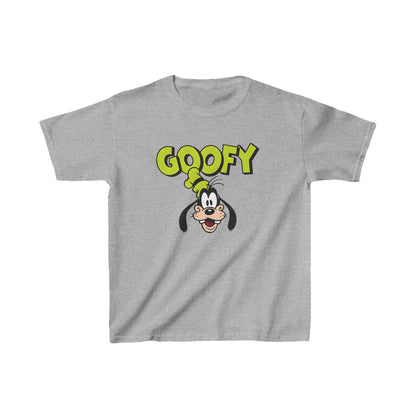 Unisex Kids Goofy Cotton T-Shirt Tee in soft grey, showcasing a delightful Goofy illustration, designed for discerning young trendsetters.