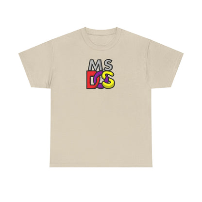 Unisex MS DOS Logo Graphic Tee in cream, embodying a nostalgic vintage computer vibe, made from premium 100% cotton for all-day elegance.