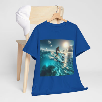 Luxurious Delightful Paddle Board T-Shirt by Dazzling Dreams Studio featuring a stunning paddleboarding scene, perfect for nature lovers and water sports enthusiasts.