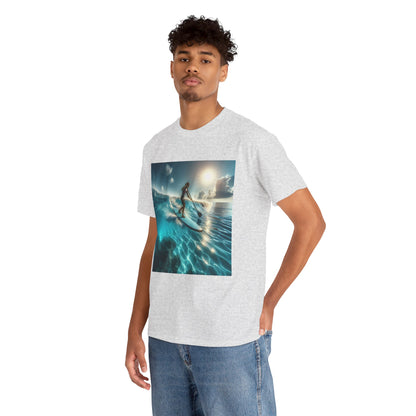 Artistic representation of the Delightful Paddle Board T-Shirt by Dazzling Dreams Studio, celebrating a luxurious lifestyle for water sports enthusiasts.
