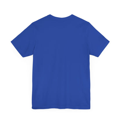 Back view of a chic royal blue unisex short sleeve tee, showcasing a perfect blend of comfort and elegance, inspired by Sabrina Carpenter.