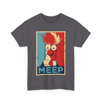 Front of the sophisticated Muppets Beaker Meep Graphic T-Shirt depicting an artistic Beaker graphic, designed for Muppet fans and fashion-forward individuals.
