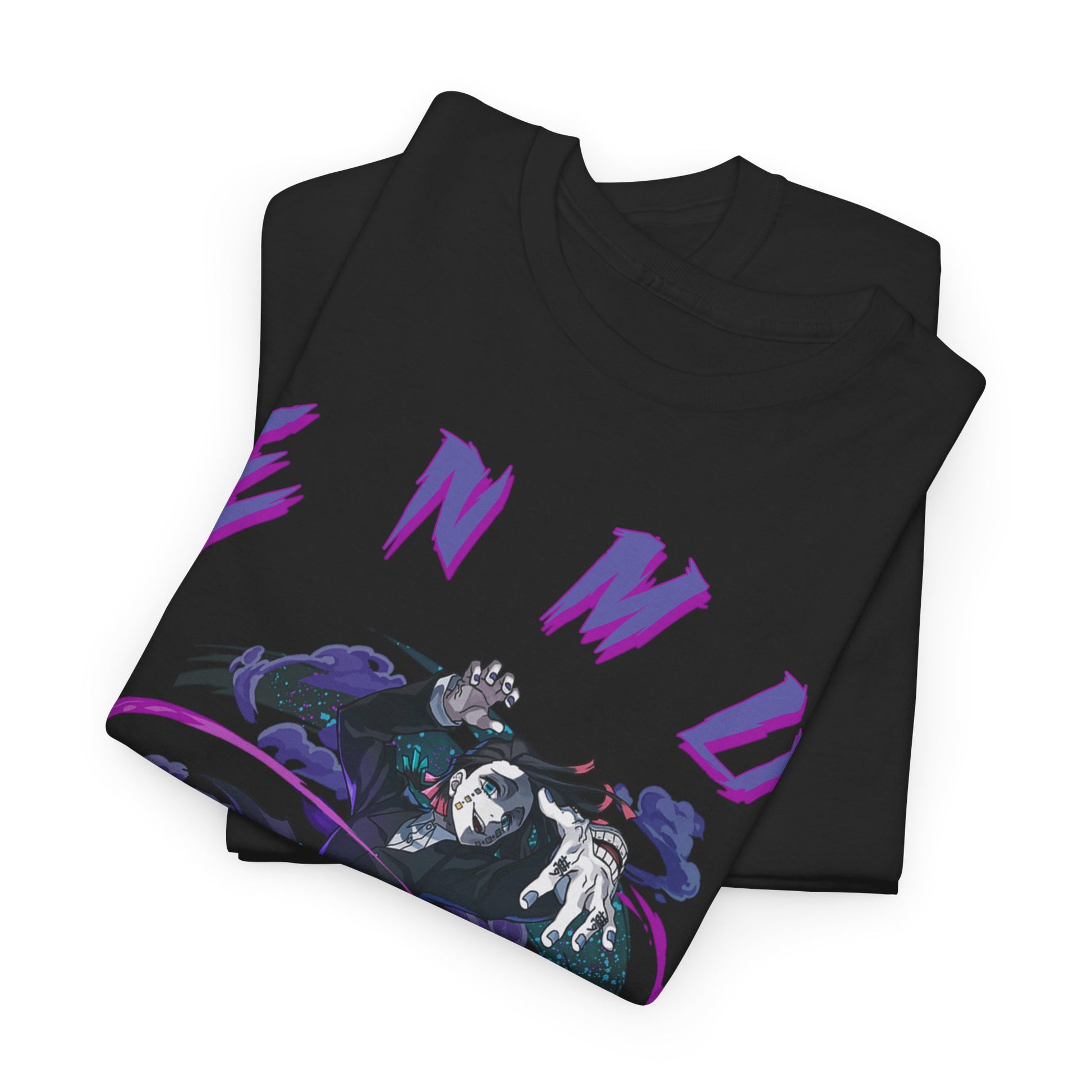 Premium folded Enmu-Inspired Demon Slayer T-Shirt, featuring a striking graphic of enchanting characters, ideal for collectors and fashion enthusiasts who appreciate luxury and artistry.