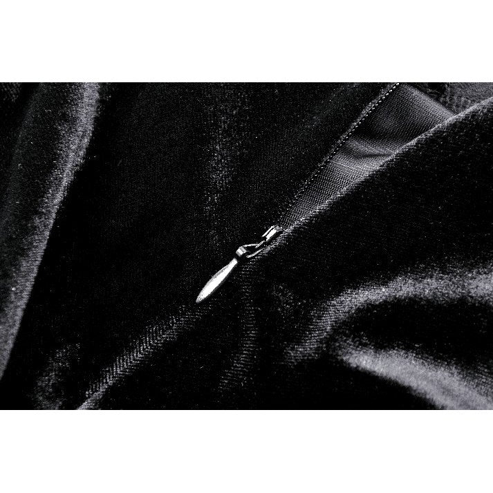 Elegant Dark In Love Petricka Velvet Maxi Dress featuring oversized bell sleeves and intricate lace trim, epitomizing gothic romantic style.