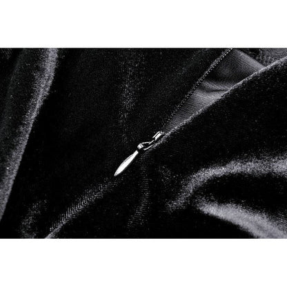 Elegant Dark In Love Petricka Velvet Maxi Dress featuring oversized bell sleeves and intricate lace trim, epitomizing gothic romantic style.