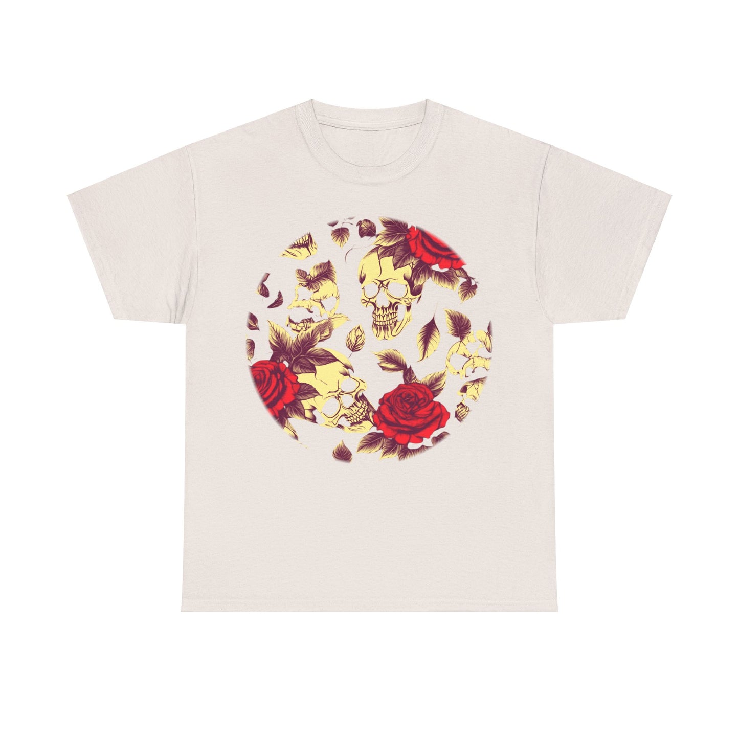 Skulls and Roses Cotton Tee, Unisex Graphic Shirt, 7 color choice