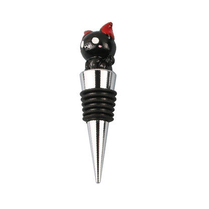 Chic Halloween Sealed Stopper Vacuum Resin Wine Bottle Stopper adorned with a whimsical black cat design, ideal for sophisticated Halloween celebrations.