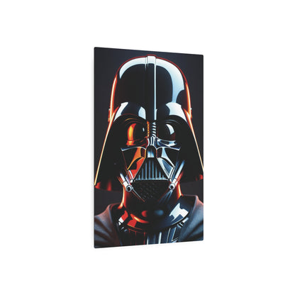 Darth Vader Star Wars Metal Art Poster angled to reveal the sleek edges and immersive details of this premium steel artwork, ideal for discerning collectors.