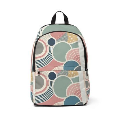 Contemporary Pastel Chic Backpack by Dazzling Dreams Studio, featuring an elegant abstract design in soft pastel colours of pink, blue, green, and yellow, perfect for stylish functionality.