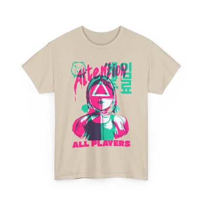 Squid Game Unisex Men´s Women´s Graphic Cotton Funny T Shirt Tee Street Urban showcasing a captivating illustration of a fictional character in vivid colours, ideal for those who embrace uniqueness and style.
