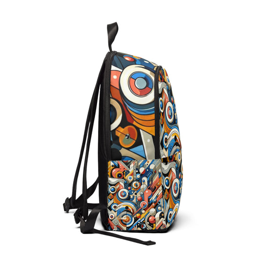 Close-up view of the spacious interior of the Vibrant Cartoon-Inspired Abstract Backpack by Dazzling Dreams Studio, highlighting its ample storage and durable materials, ideal for everyday use.