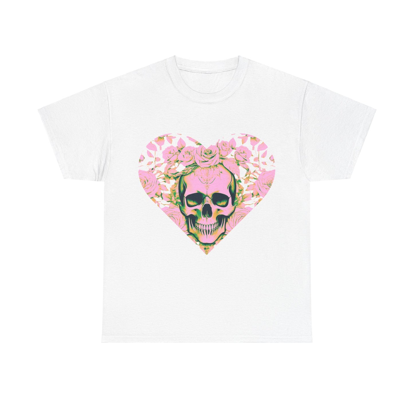 Skulls and Roses Cotton Tee, Unisex Graphic Shirt, 7 color choice