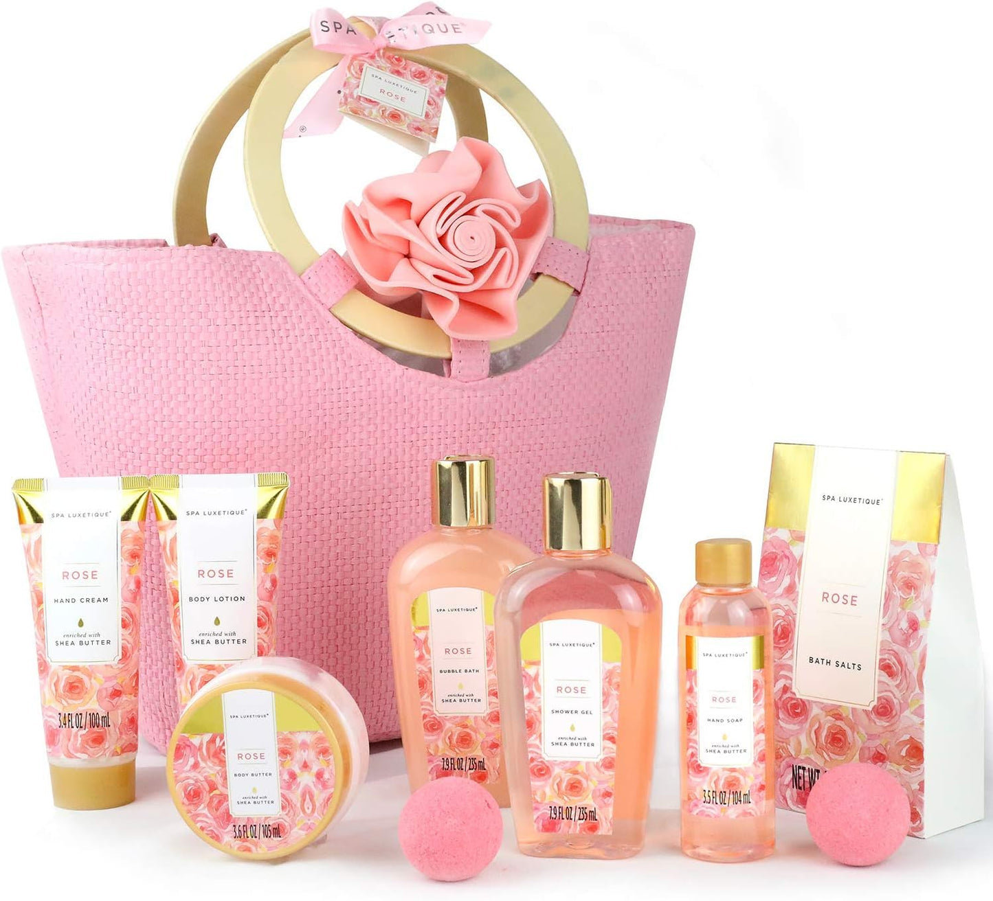 Gifts for Her-Spa Luxetique Spa Gift Set, Pampering Set 10pcs Rose Shower Set, Bath Sets for Womens Birthday Gifts for Women, Mothers Day Christmas