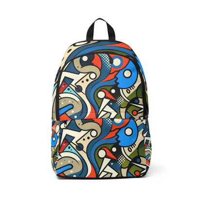 Urban Aesthetica Nouveau vibrant abstract cartoon backpack designed by Dazzling Dreams Studio, featuring dynamic motifs and playful characters that embody contemporary luxury fashion.