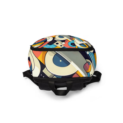 Fashion-forward Vibrant Geometric Abstract Backpack designed by Dazzling Dreams Studio, combining practicality with luxury.