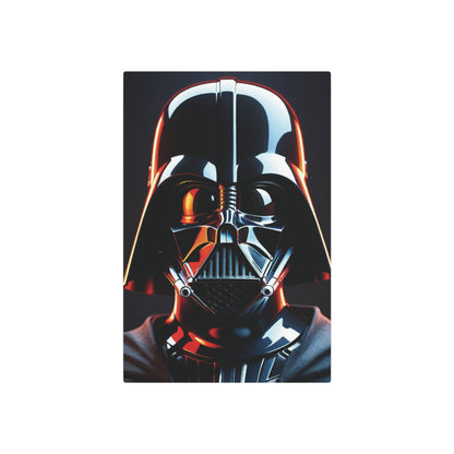 Darth Vader Star Wars Metal Art Poster - Premium Steel Wall Décor featuring an exquisite close-up of Darth Vader's iconic helmet, perfect for high-end sci-fi enthusiasts.