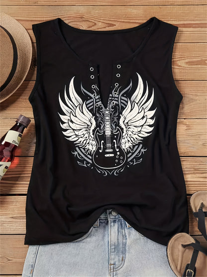 Stylish cotton women's T-shirt featuring a striking wing print, perfect for casual outings.