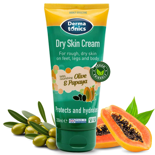 Dermatonics Natural Care Dry Skin Cream | Enriched with 10% Urea, Olive & Papaya Extracts | Suitable for Diabetics | Long lasting Hydration & Gentle