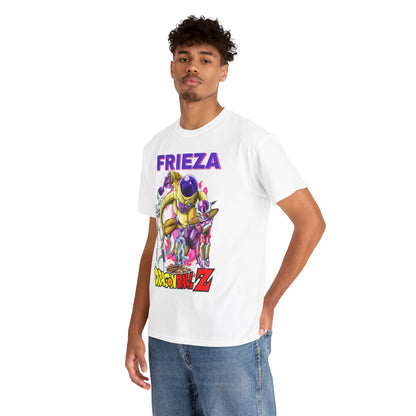 Luxurious Frieza Force T-shirt featuring vibrant graphic design, showcasing the iconic Dragon Ball Z villain in striking gold and purple hues, ideal for anime enthusiasts and fashion-minded individuals.