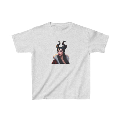 Maleficent Kids Tee in light heather grey, featuring a striking depiction of Maleficent, perfect for fashionable children's attire and Disney-themed events.