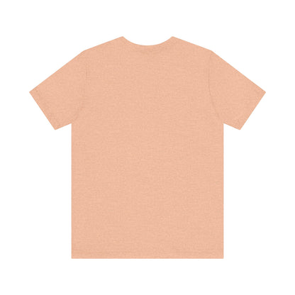 Back view of the sophisticated Sabrina Carpenter Inspired Unisex Short Sleeve Tee in a chic peach tone.