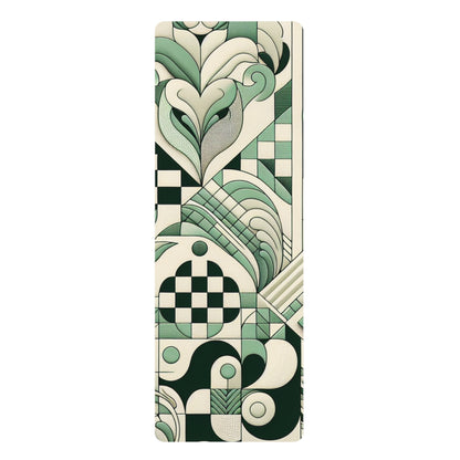 Luxurious pastel green yoga mat with elegant checkerboard motifs by Dazzling Dreams Studio, designed for comfort and style during your practice.