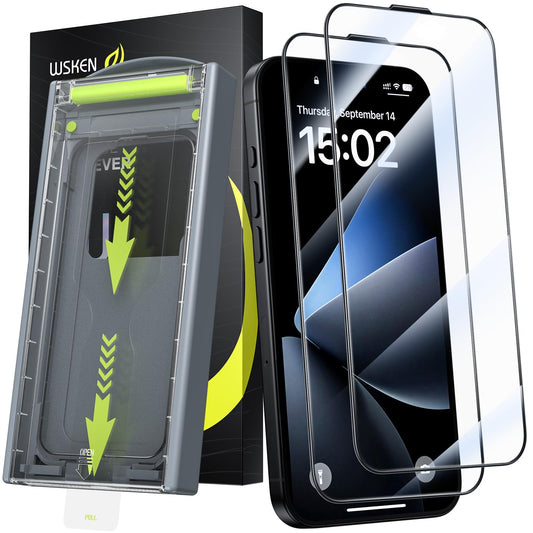 WSKEN for iPhone 16/iPhone 15 Screen Protector - [Top 9H+ Tempered Glass][Auto Dust-Remove][Zero Bubble] Full Coverage HD Military Grade 10X