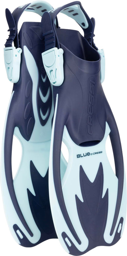CRESSI Tinetto Rocks Dry Set Blue Navy/Ice Cyan L/XL - Kids Snorkeling Set Short Adjustable Fins, Silicone Mask, and Dry Snorkel, Blue Navy/Ice Cyan,