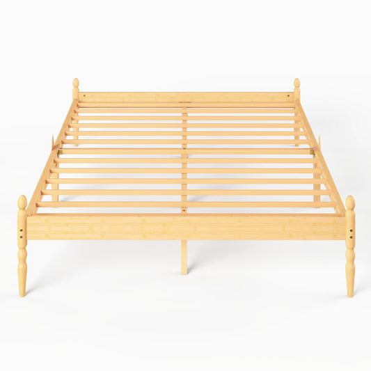 Hunlostten wooden king bed frame - wood platform bed fram...