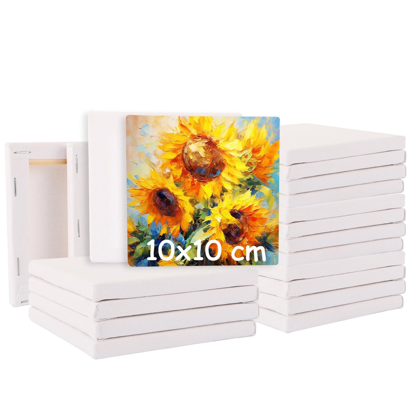 MUXHEL 20 PCS Small Canvases for Painting 10x10 cm Mini Canvas Blank Canvases Pre-Stretched Painting Canvas Boards for Acrylic & Oil Artist Painting,