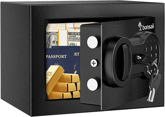 Bonsaii Safe Box for Money, 6.6L Small Safe Box with Electronic Keypad, Steel Construction Digital Safe, Mini Safe for Home Office Hotel, 17x23x17 CM
