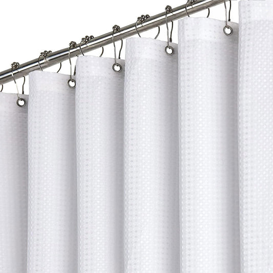 BTTN Narrow Waffle Shower Curtain, Heavy Duty Mould Proof Resistant Wet Room Shower Curtains, Weighted Waterproof Thick Cloth Hotel Luxury Modern