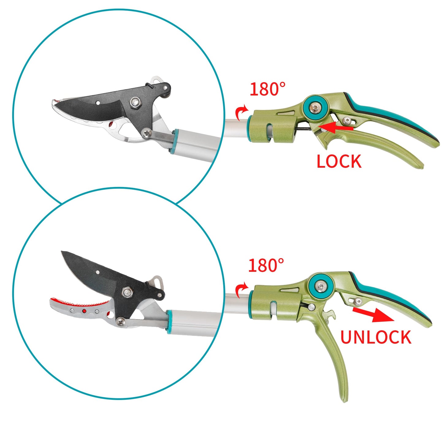 GARTOL Tree Pruner,130cm Tree loppers Long Reach Lightweight & Strong, Fruit Picker, Lightweight Aluminum Handle for Tree Branch Cutter
