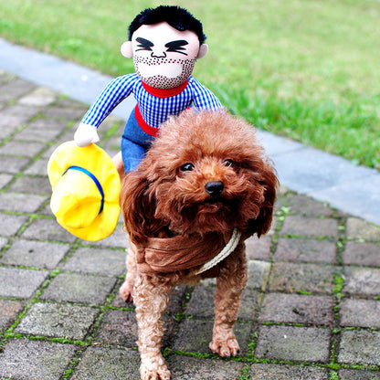 Stylish Halloween Pet Costume on a charming dog, showcasing a fun cosplay outfit that adds excitement to any Halloween festivity.