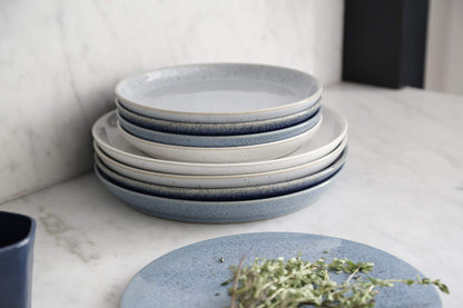 Denby - Studio Blue Small Plates Set of 2 - Dishwasher Microwave Safe Crockery 18.5cm - Blue, White Ceramic Stoneware Tableware Side Plates - Chip &