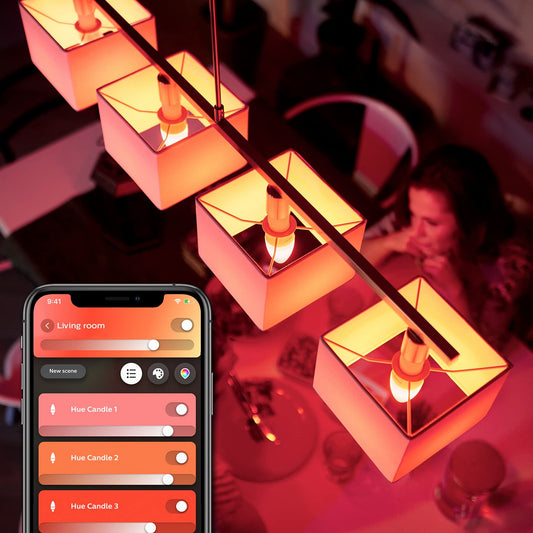 Philips Hue Twin Pack White and Colour Ambiance Candle LED Smart Bulb [E14 Edison Screw] with Bluetooth, Works with Alexa, Google Assistant and Apple