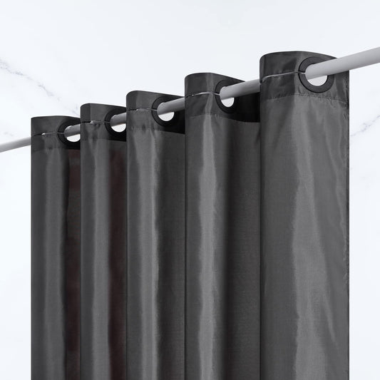 Furlinic Anti Mould Shower Curtain Dark Grey Fabric Weighted Polyester Curtains Liner Waterproof for Hotel and Family 47x72 Inch.