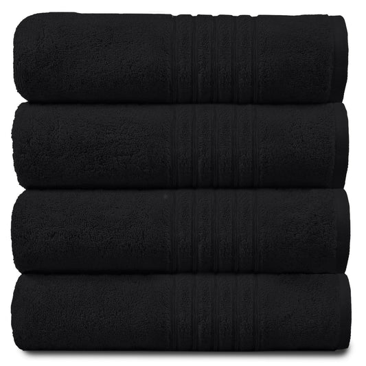 GC GAVENO CAVAILIA 450 GSM Jumbo Bath Sheet, 100% Egyptian Cotton, Black, Pack of 4 Hand Towel