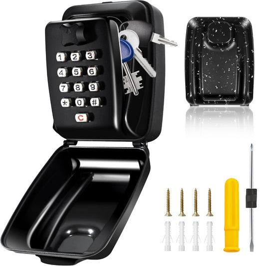 Knasin Key Safe Wall Mounted Outdoor - Police Approved Key Lock Box with 12 Digit Code, Weatherproof & Heavy-Duty Design for Home, Garden, Office,