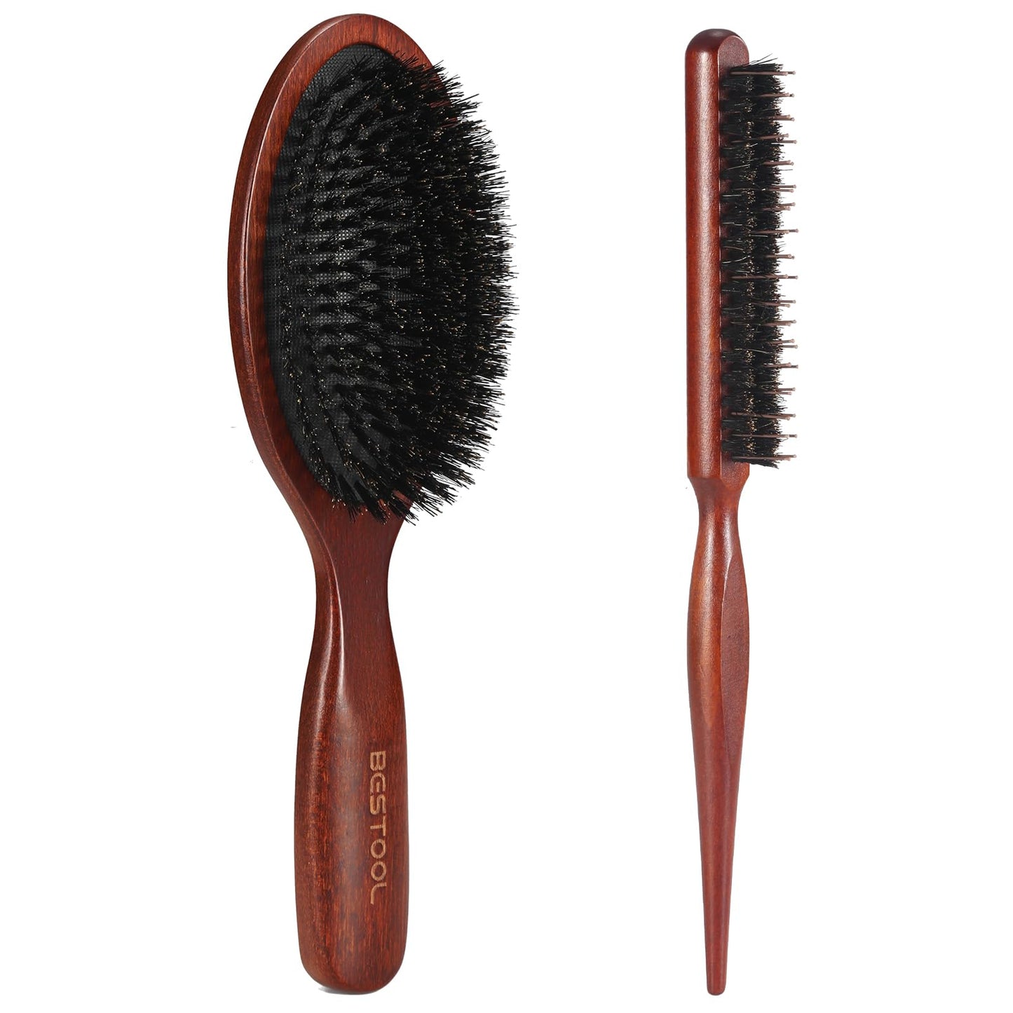 BESTOOL Hair Brush,100% Pure Boar Bristle Hairbrush for Women Men Children, Natural Bristles for Thin and Fine Hair, Slick Back Brush, Restore Shine