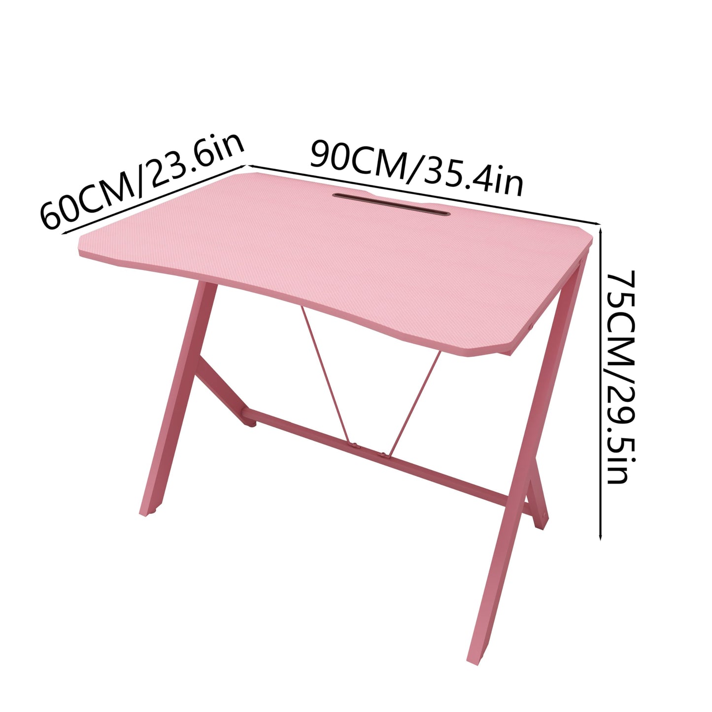 DEILALY Gaming Desk, 90cm Gaming PC desk, Long Standing Desk, Table for Gaming Home Office, Carbon fiber material desktop, Pink