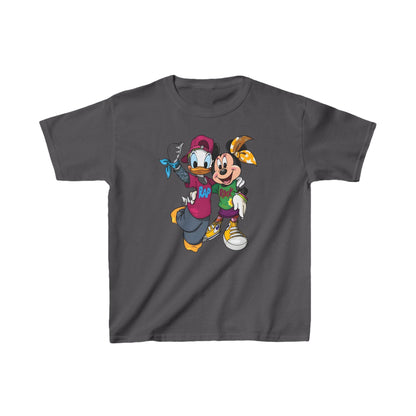 Child’s Daisy Duck & Minnie Mouse Graphic Unisex Tee Shirt Kids in classic grey, highlighting Daisy Duck and Minnie Mouse in contemporary styles.