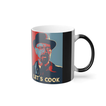 Breaking Bad Heisenberg Color Morphing Mug - 11oz Heat Revealing Coffee Cup, depicting the artistically crafted mug from a dynamic angle, bringing luxury to your beverage ritual with iconic series imagery.